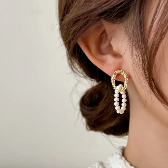 Gold & Pearl Dangle Earrings